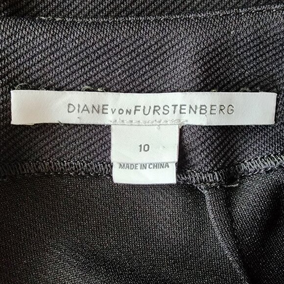Diane Von Furstenberg Camisha DFV Black Ribbed Short Camisha Skirt Womens 10 - Picture 5 of 10